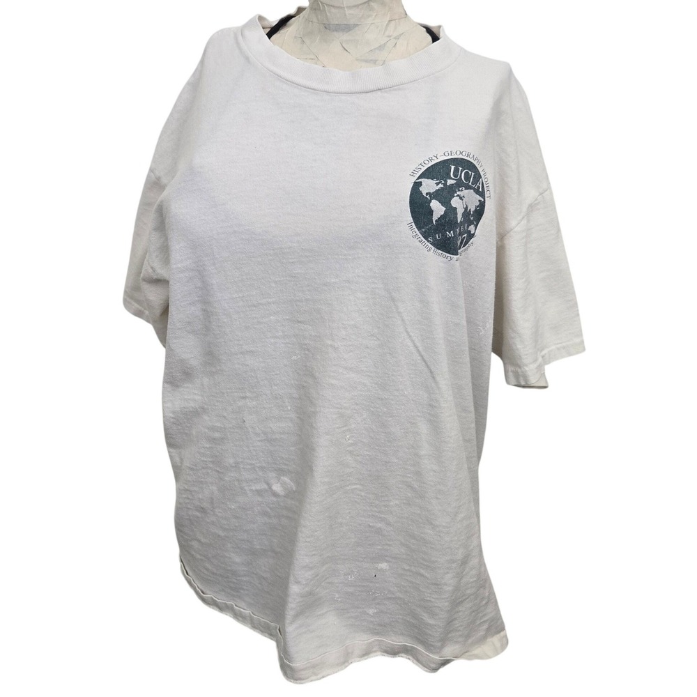 VTGโ 90s UCLA T-Shirt Large Oneita Power-T Made in USA Distressed Paint Thrashed